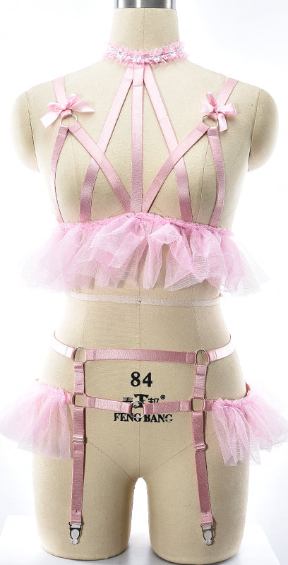 Ruffle Bowtie Harness Top and Botton
