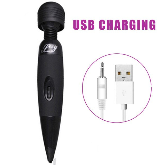 Wand Vibrator Black USB Charge