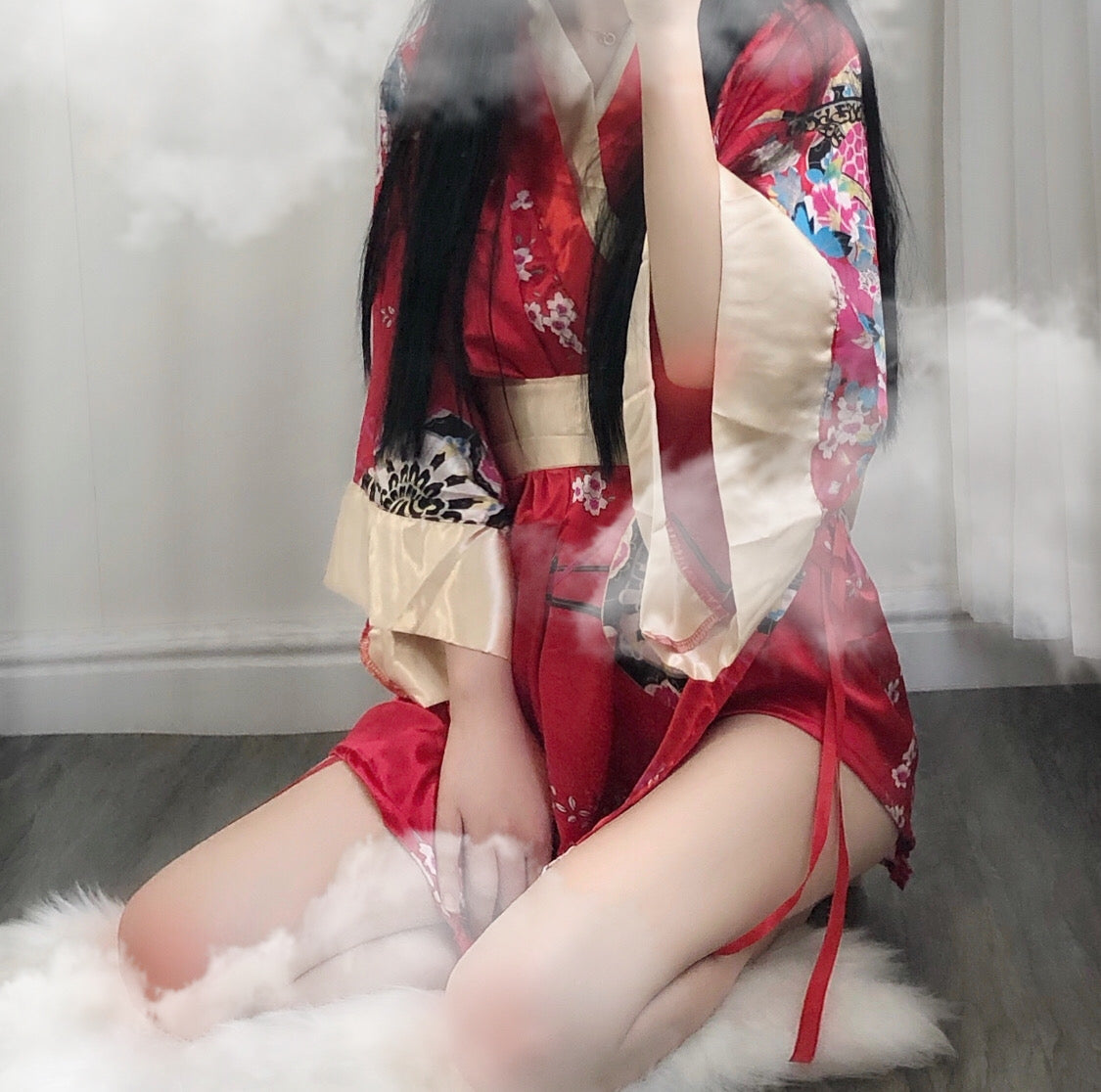Japanese Red Kimono Pose