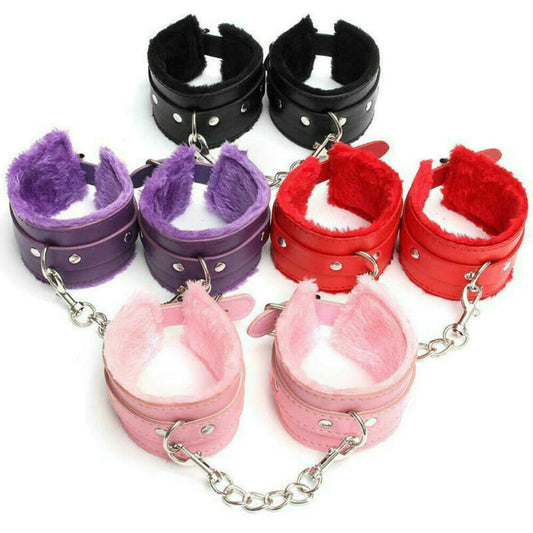 Fur lined Bondage Handcuffs with Chains Color Pack