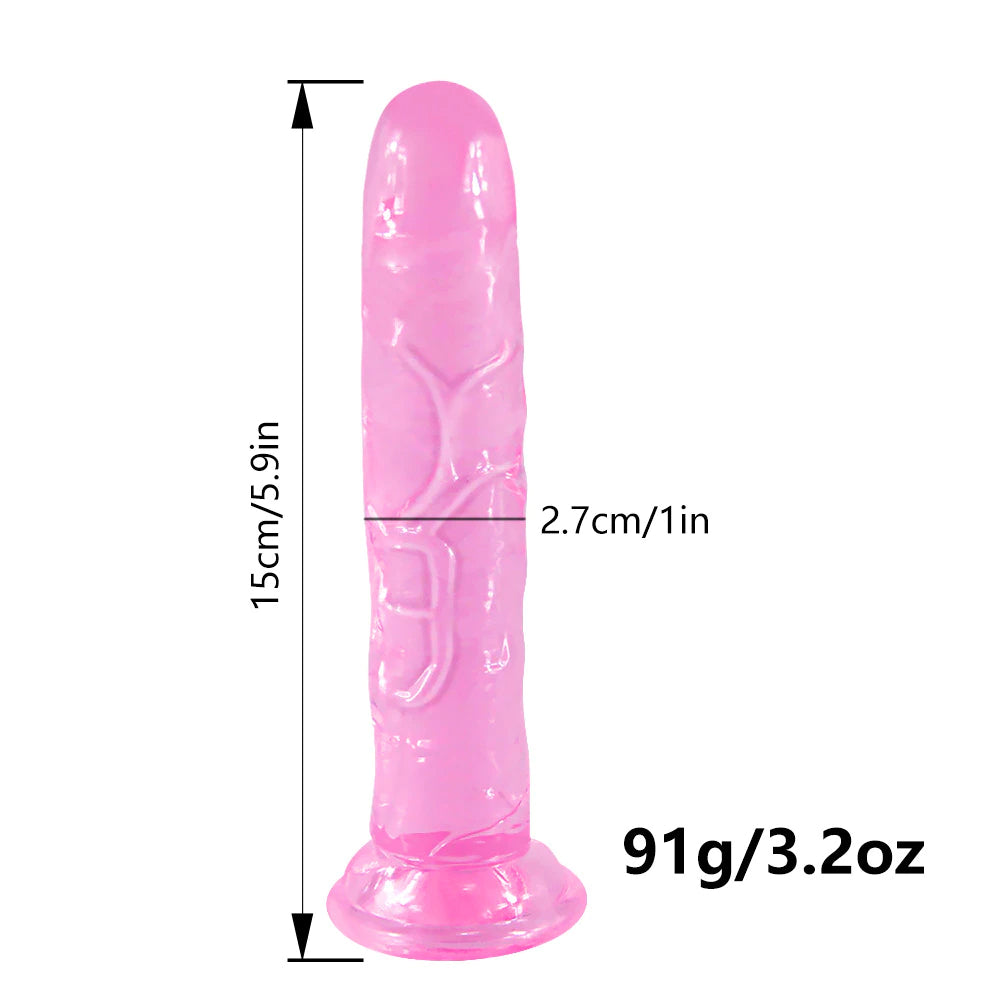 Transparent Veiny Pink Dildo Measurements