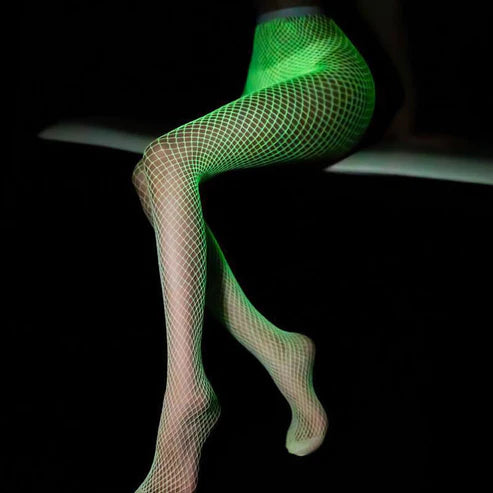 Glow in the Dark Fishnet Stockings Glowing