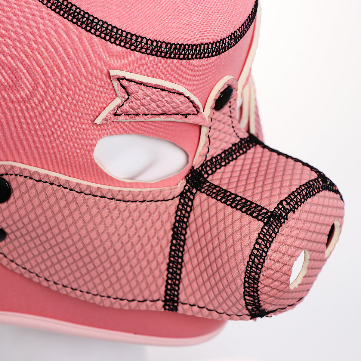 Pink Leather Pig Mask Nose Close Up