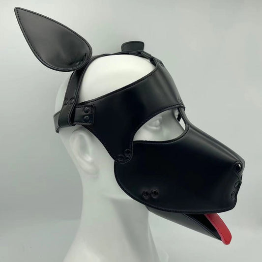 Leather Puppy Mask With Tongue Out Profile