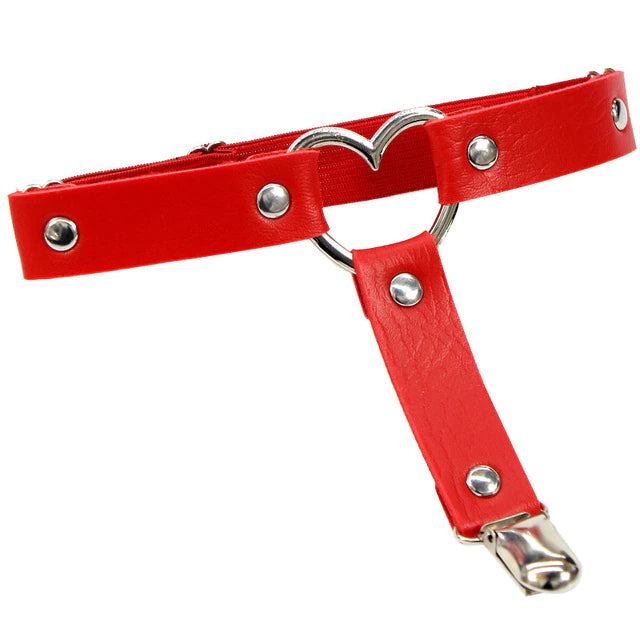 Red Leather Heart Garterbelt