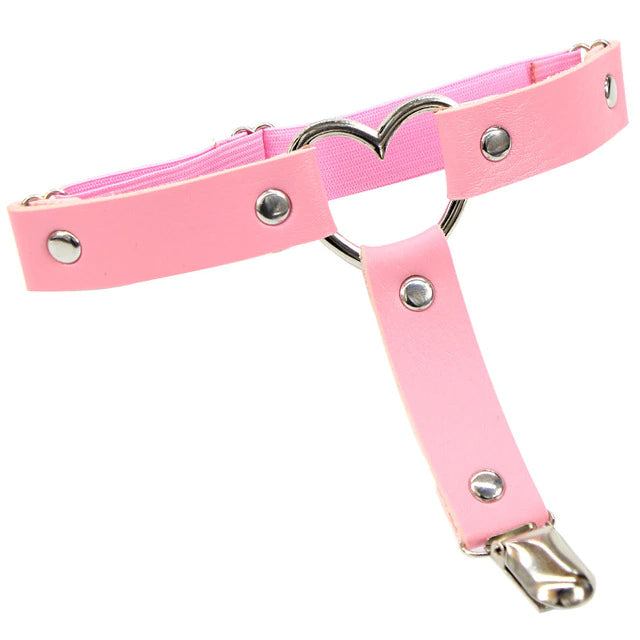 Pink Leather Heart Garterbelt