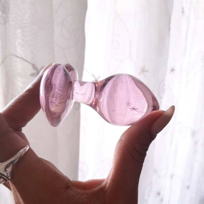 Hand Grabbing Pink Heart Glass Plug