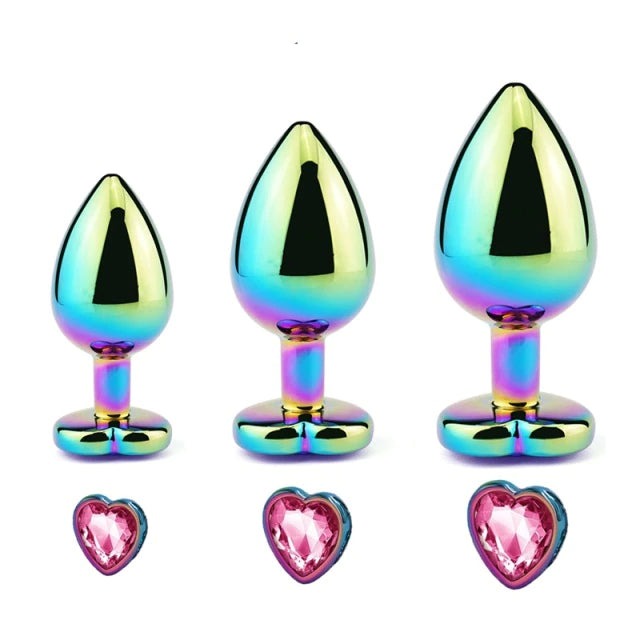 Pink Heart Chrome Plug Set