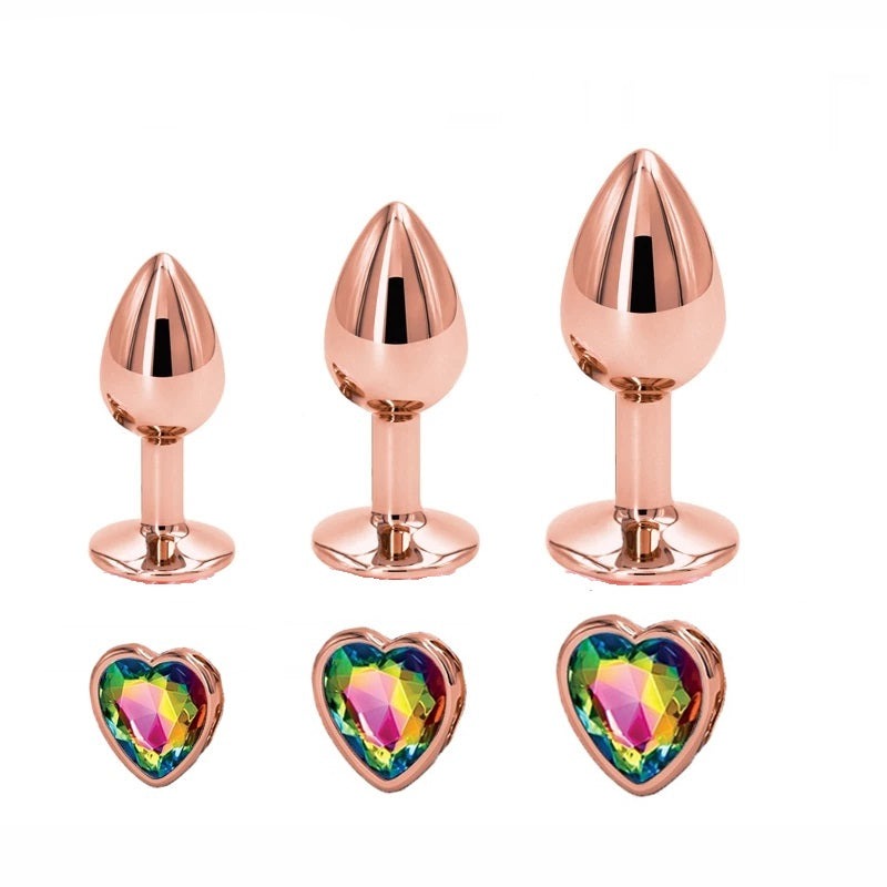 Rainbow Heart Gold Plug Set