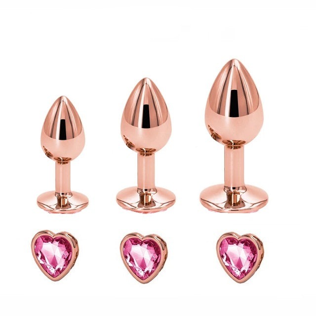 Pink Heart Gold Plug Set