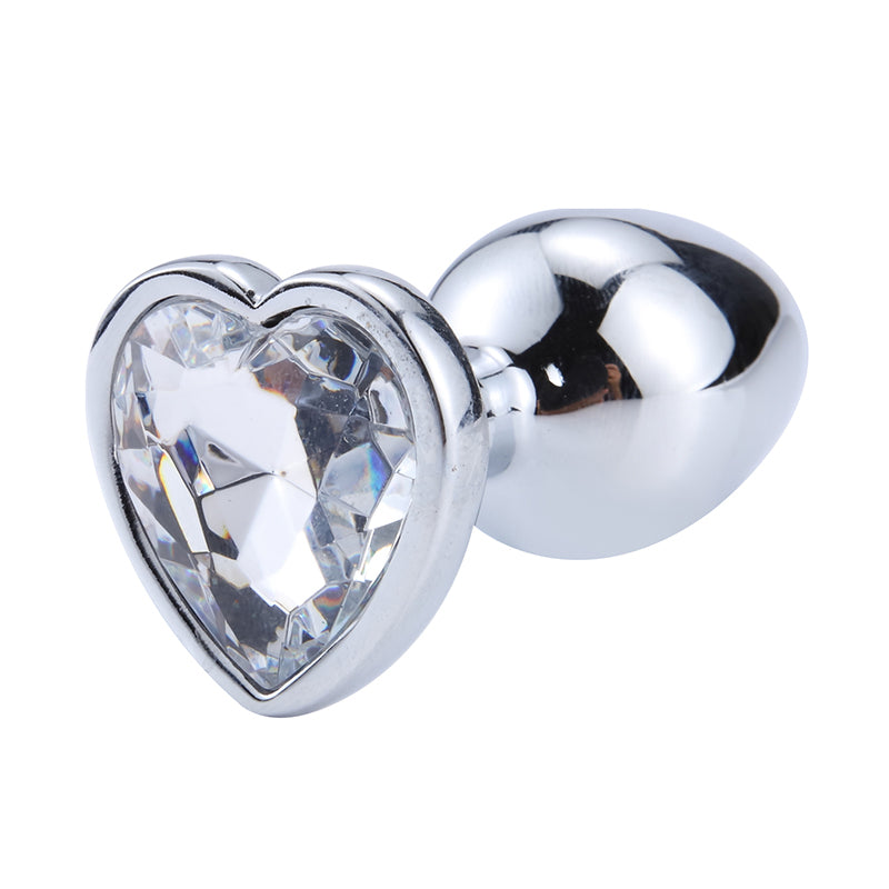 White Heart Metal Butt Plug