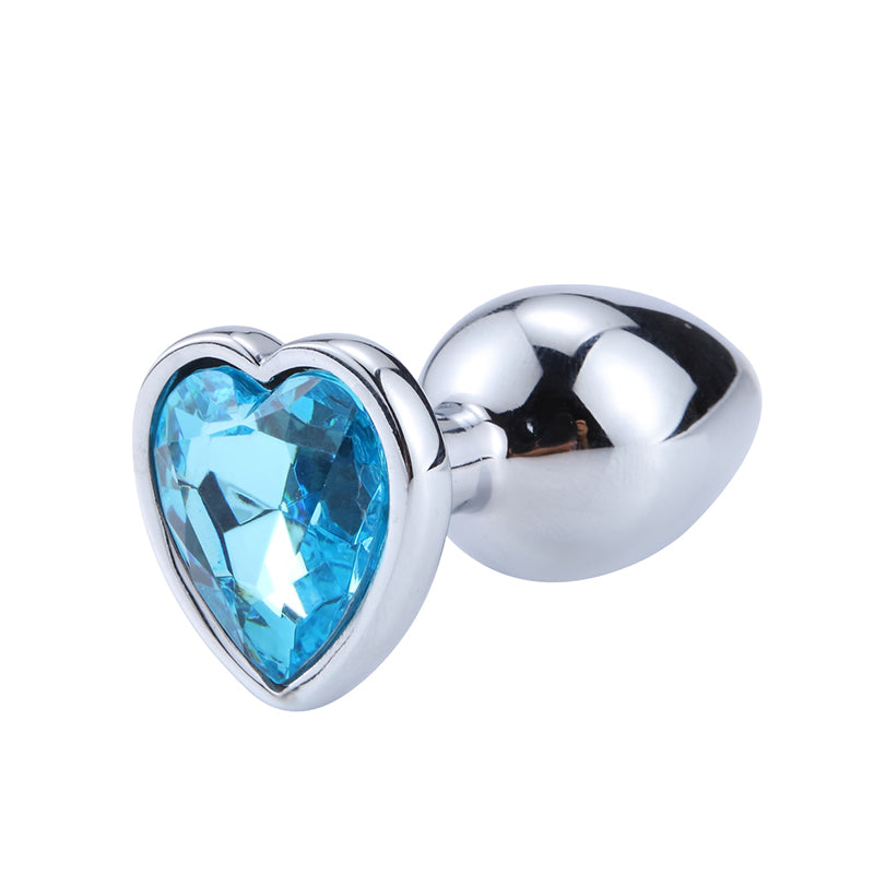 Light Blue Heart Metal Butt Plug