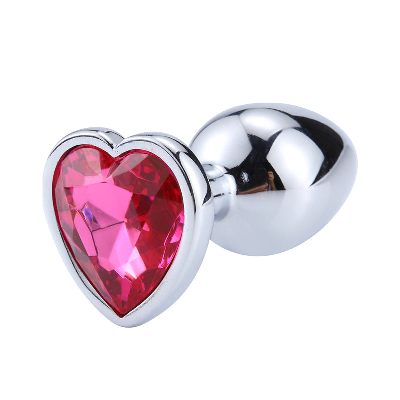 Dark Pink Heart Metal Butt Plug