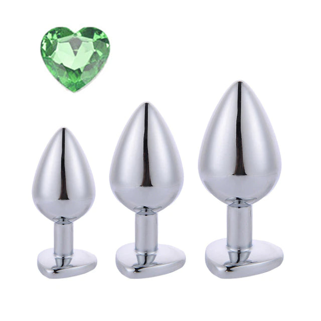 Light Green Heart Metal Plug Set