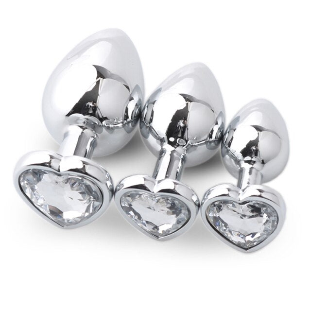White Heart Metal Plug Set