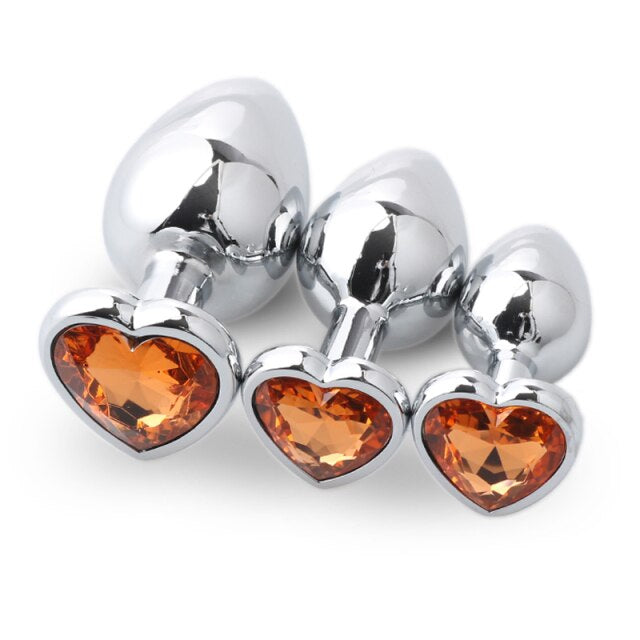 Orange Heart Metal Plug Set