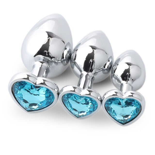 Light Blue Heart Metal Plug Set