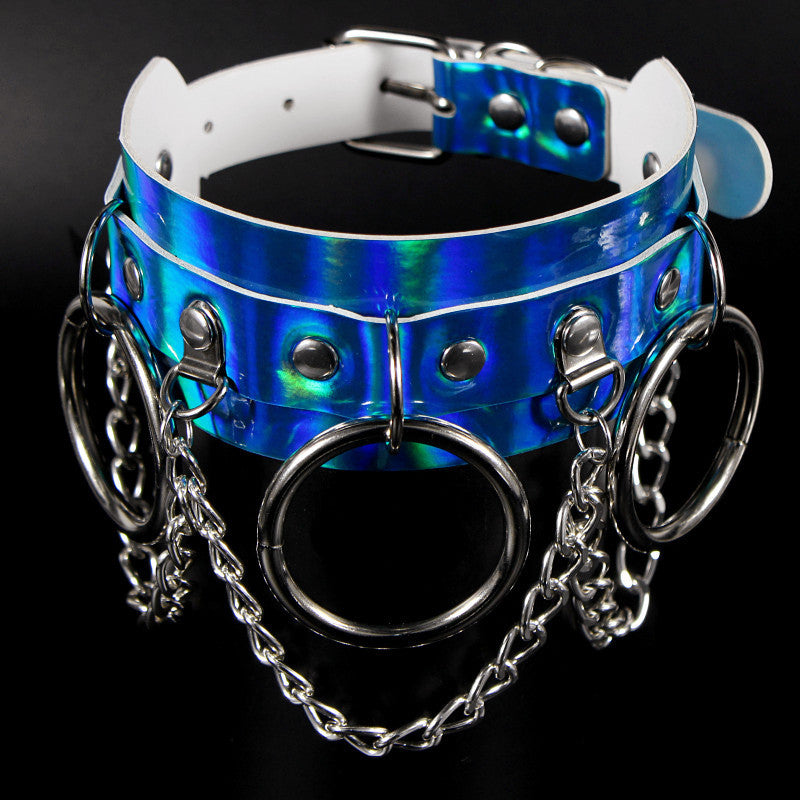 Holographic Ringed Chain Blue Collar