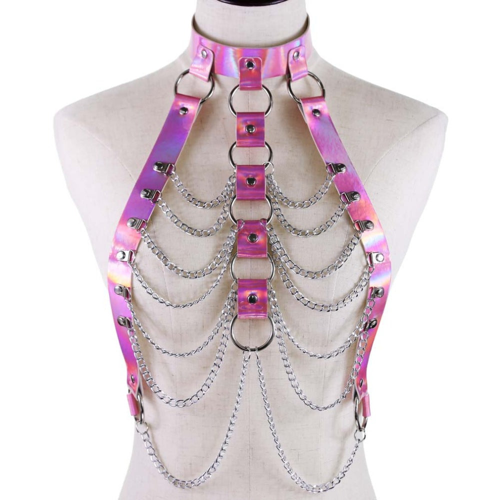 Holographic Chain Pink Harness