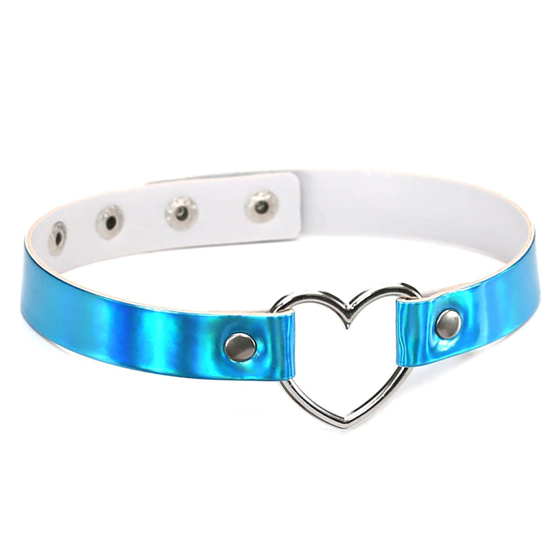 Holographic Heart Blue Choker