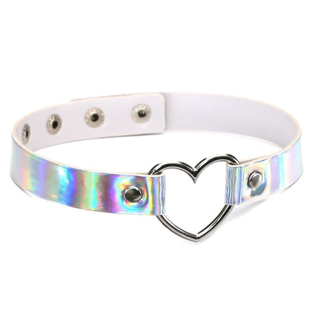 Holographic Heart Silver Choker