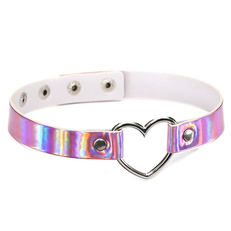 Holographic Heart Pink Choker