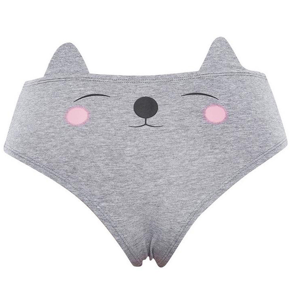 Smiling Cat Gray Panties Back Side