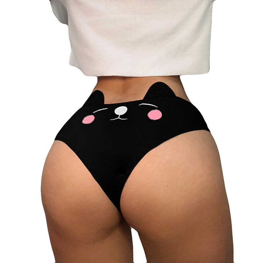Smiling Cat Black Panties