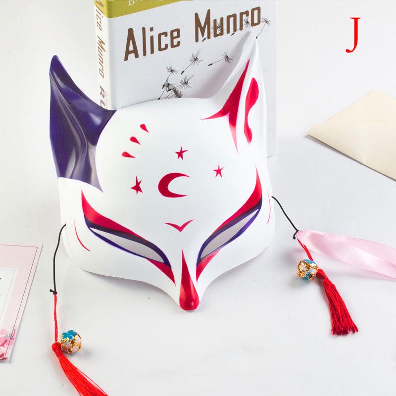Kitsune Japanese Mask Red Moon And Stars