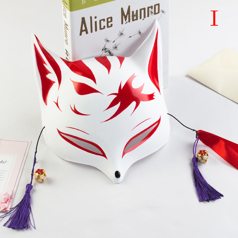 Kitsune Japanese Mask Red Stripes
