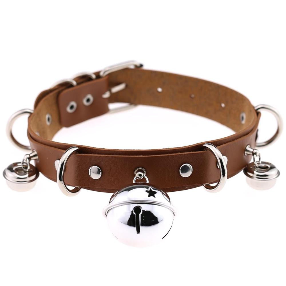 Leather Coffee Collar With Bell