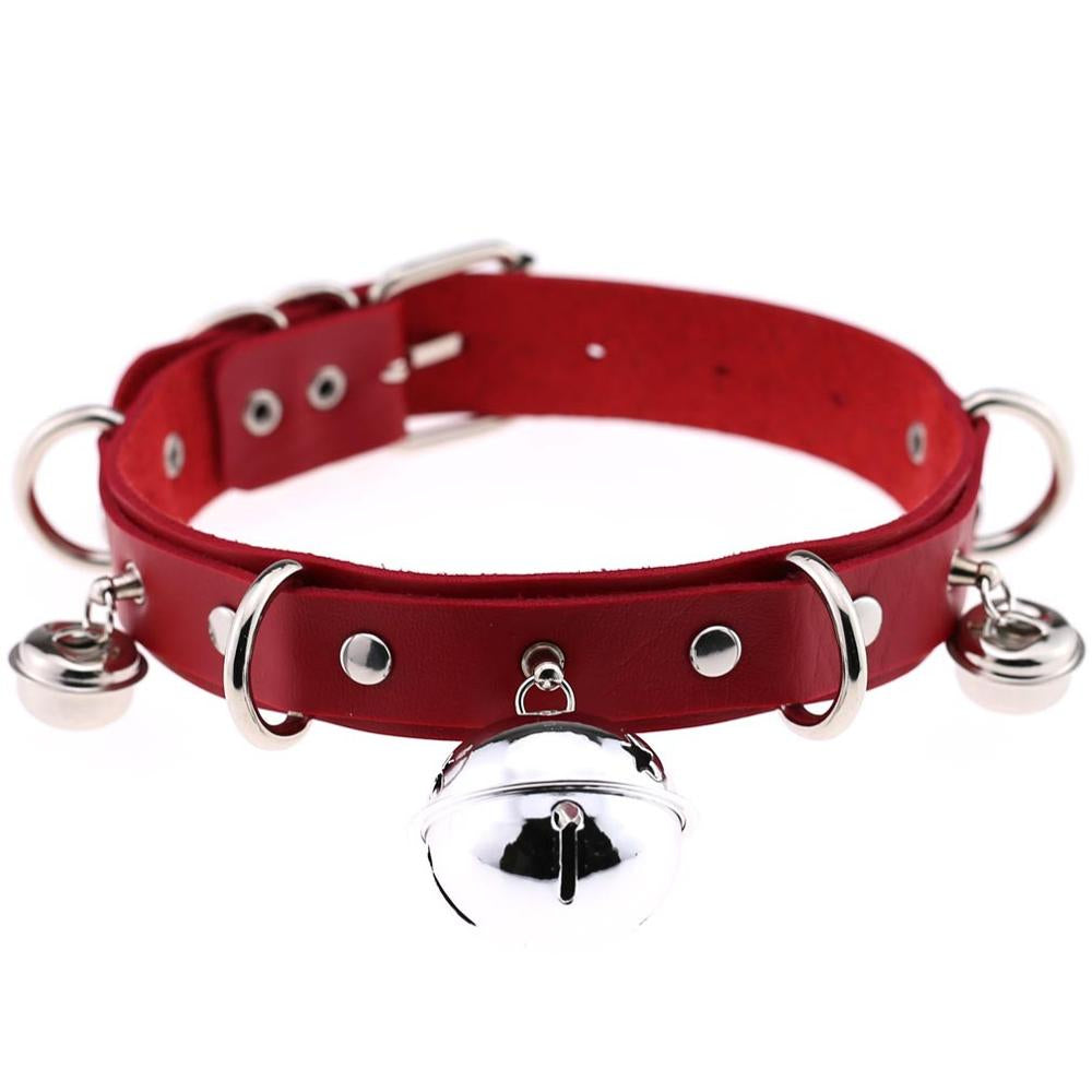 Leather Red Collar With Bell