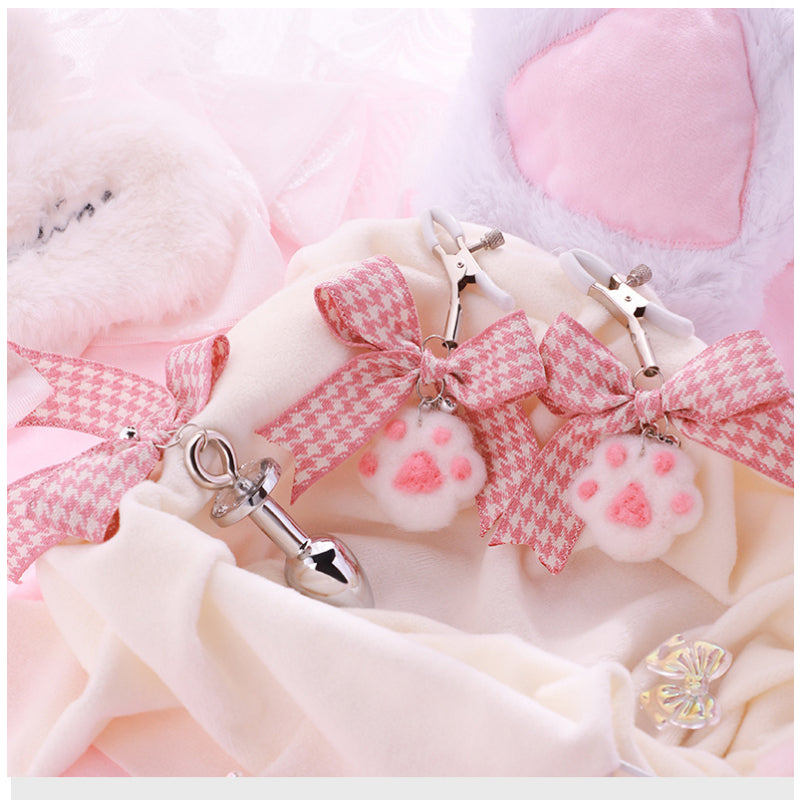 Kitty Paw Nipple Clamp + Plug Set