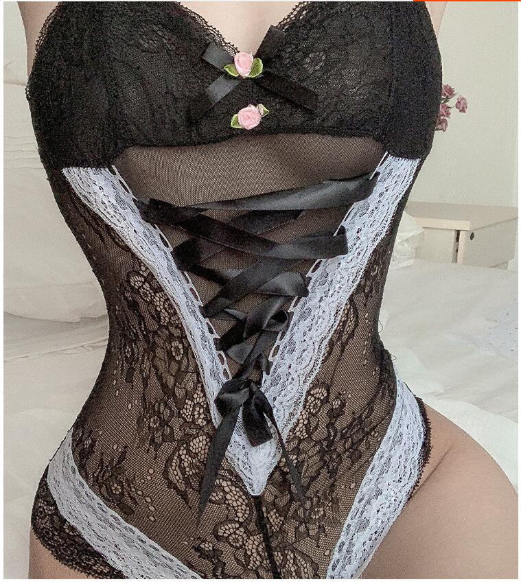 Lace Black Bodysuit With Bowties