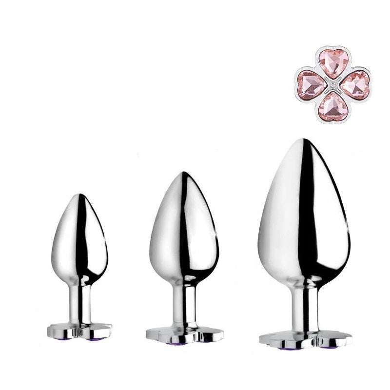 Pink Leaf Jewel Metal Butt Plug Set