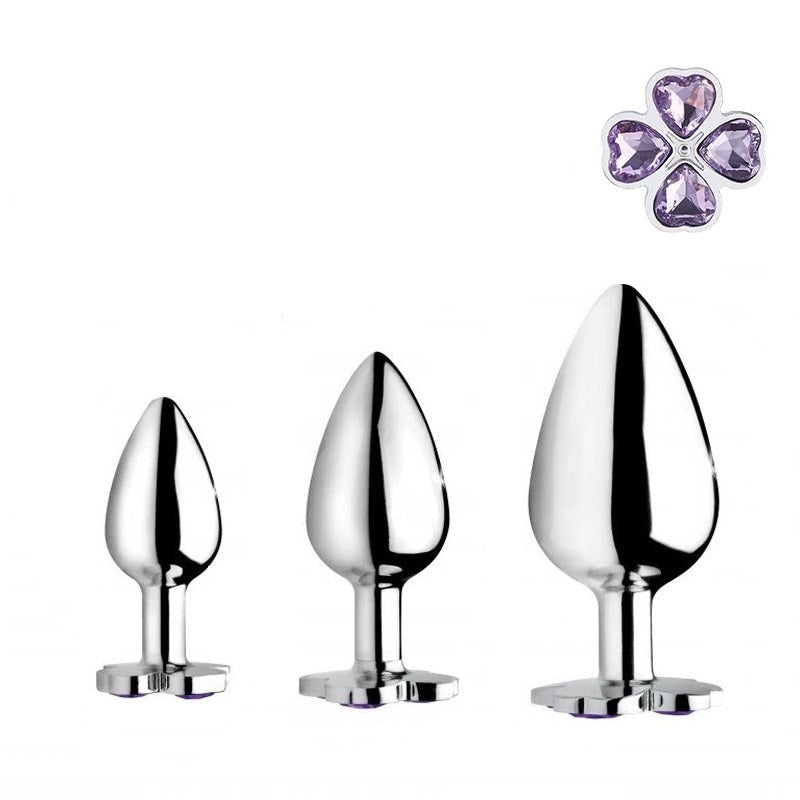 Light Purple Leaf Jewel Metal Butt Plug Set