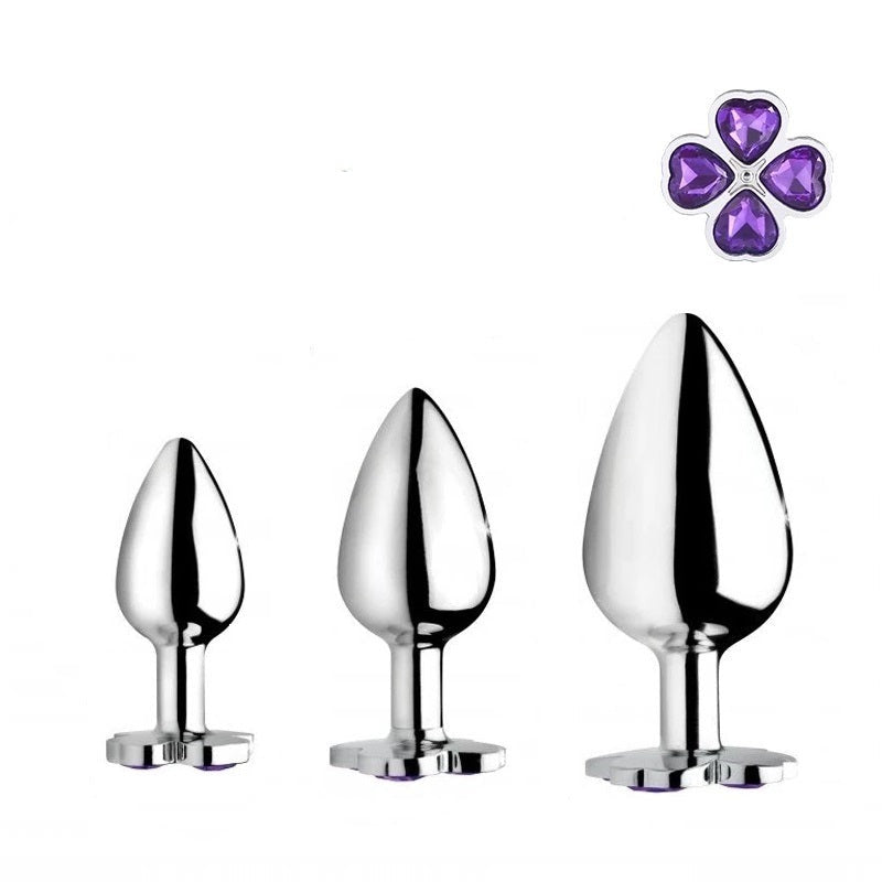 Purple Leaf Jewel Metal Butt Plug Set