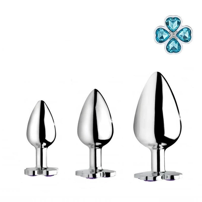 Light Blue Jewel Metal Butt Plug Set