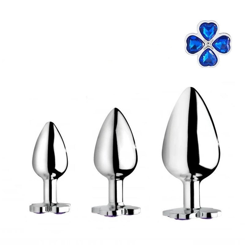 Blue Leaf Jewel Metal Butt Plug Set