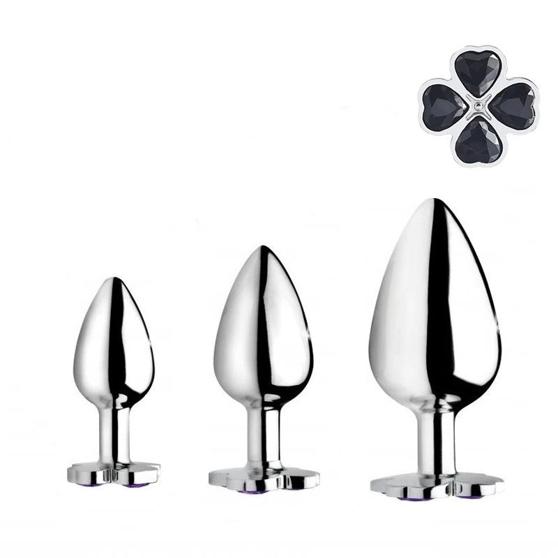 Black Leaf Jewel Metal Butt Plug Set