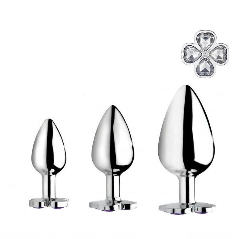 White Leaf Jewel Metal Butt Plug Set