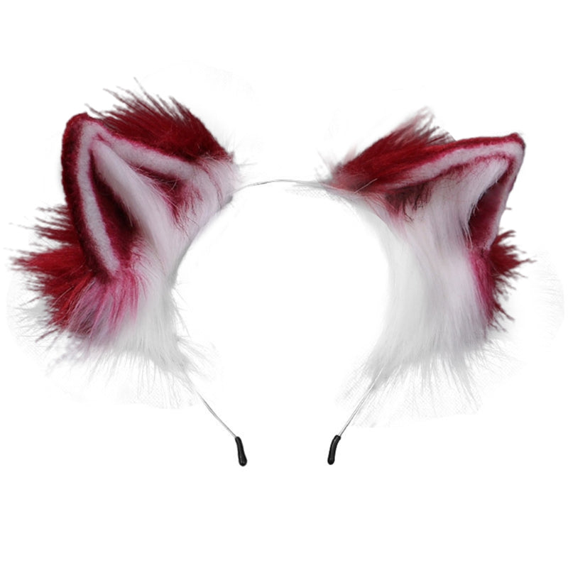Red Furry Cat Ears Headband