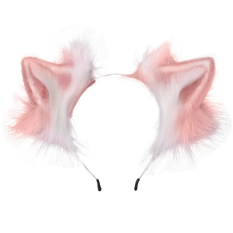 Pink Furry Cat Ears Headband