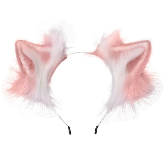 Pink Furry Cat Ears Headband