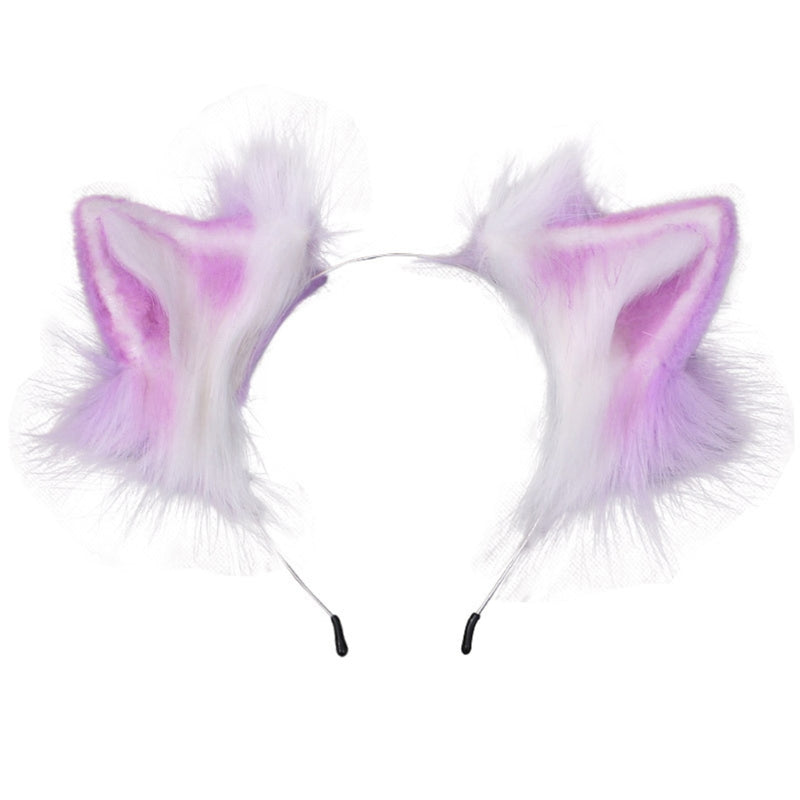 Purple Furry Cat Ears Headband