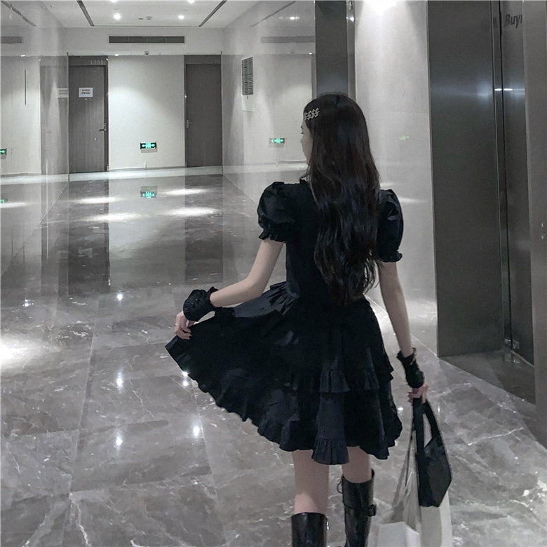 Goth Lolita Black Dress Back Side