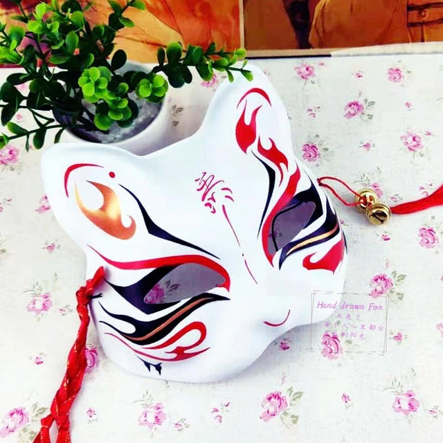 Japanese Cat Red And Pink Mask