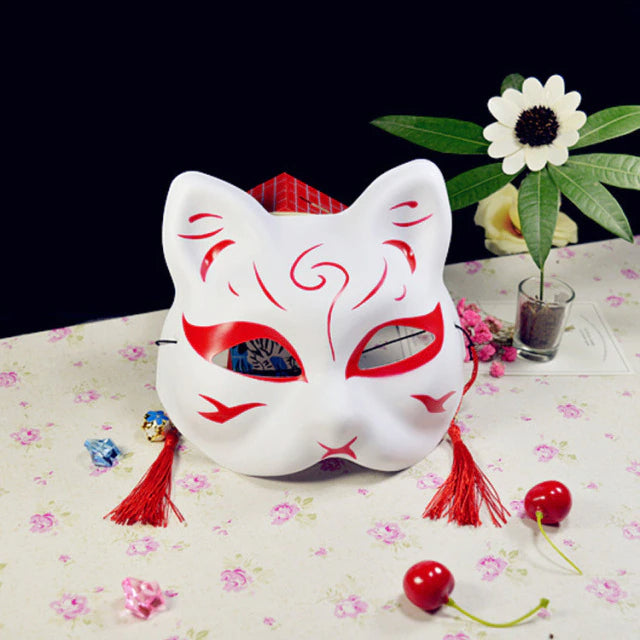Japanese Cat Red Symbol Mask