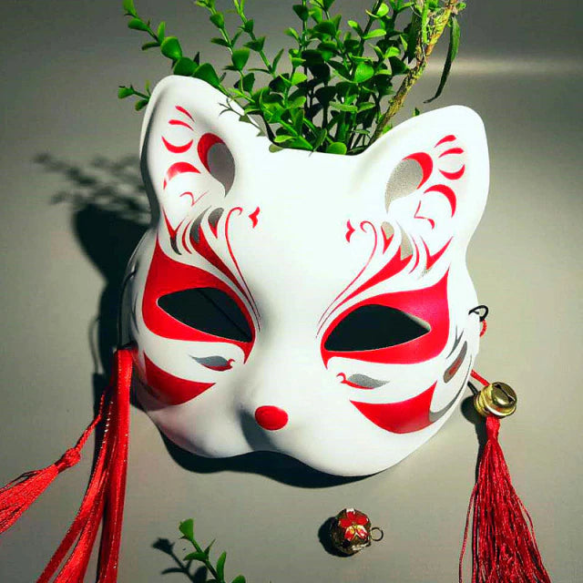 Japanese Cat Red Stripes Mask