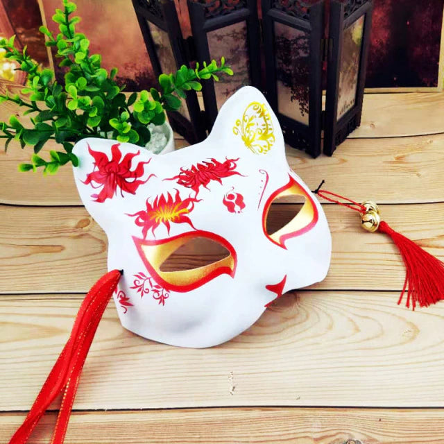 Japanese Cat Red And Golden Mask